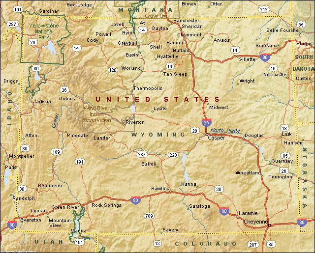 Wyoming Map Wyoming